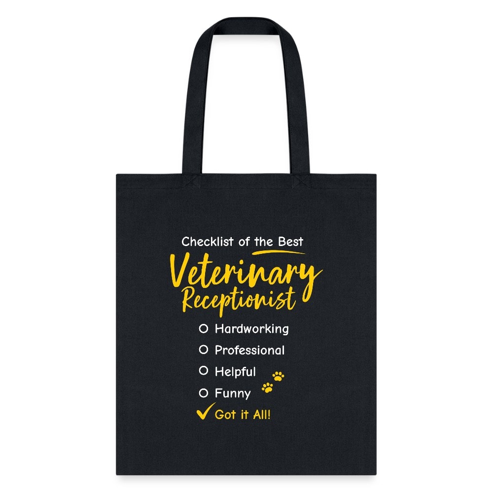 Veterinary Receptionist Checklist Cotton Tote Bag - Durable Everyday Carry Bag