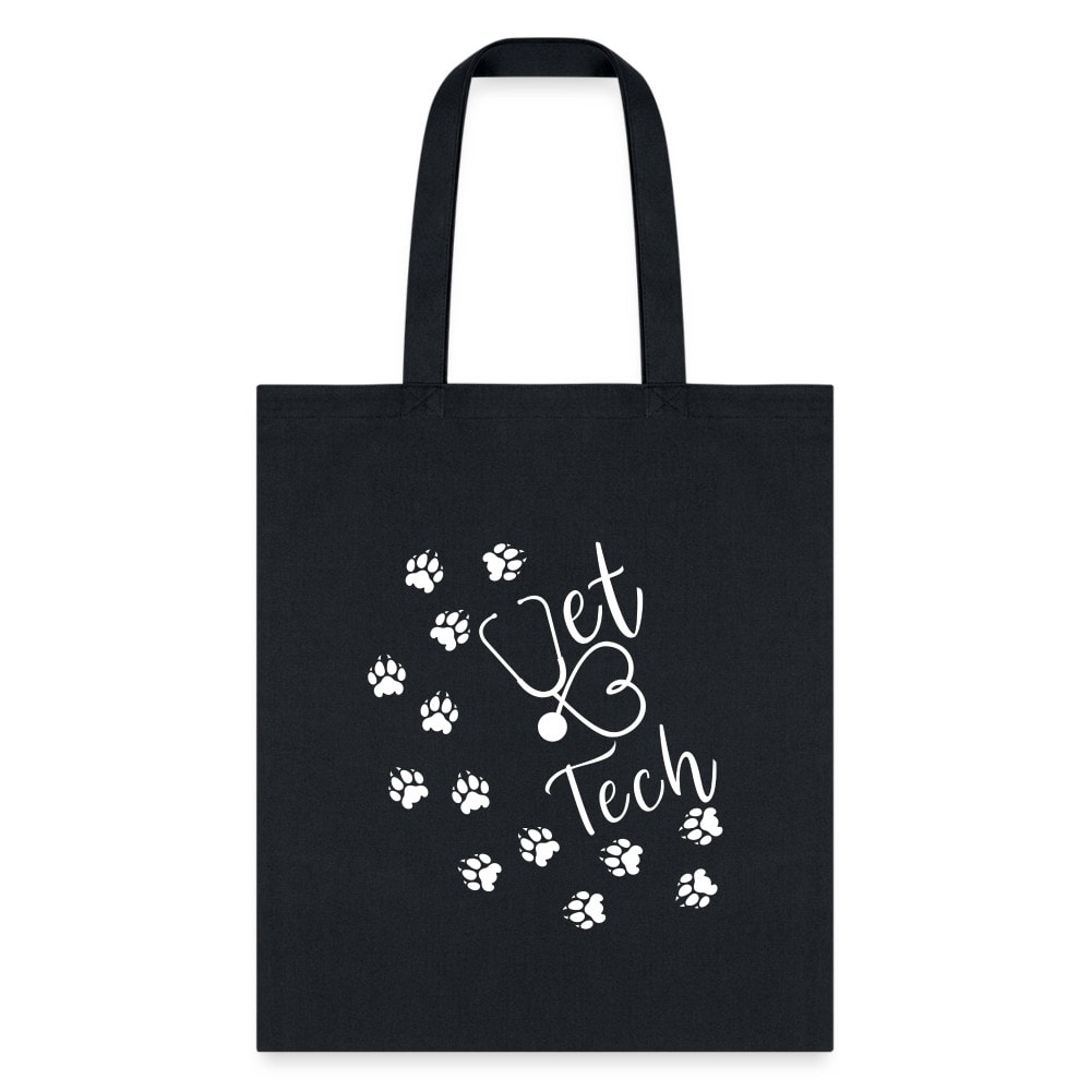 Vet Tech Tote Bag with Paw Prints and Stethoscope Print