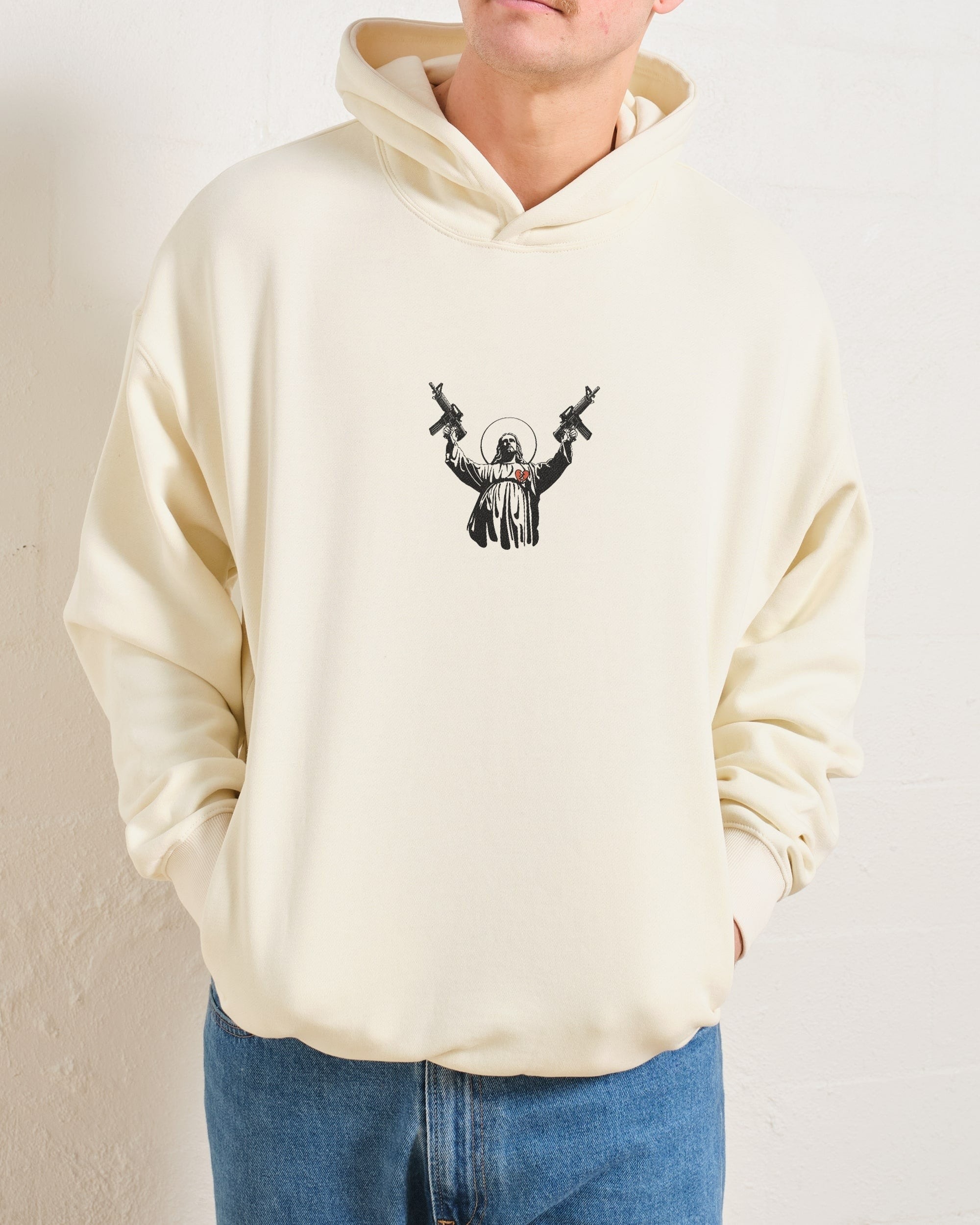 Machine Gun Christ Hoodie - Premium Unisex Graphic Hoodie 340gsm Cotton Blend