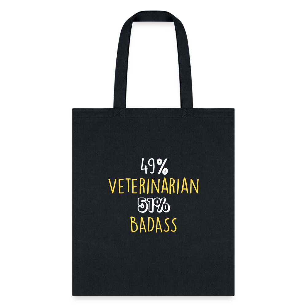 49% Veterinarian 51% Badass Cotton Tote Bag - Funny Vet Graphic Print Shoulder Bag