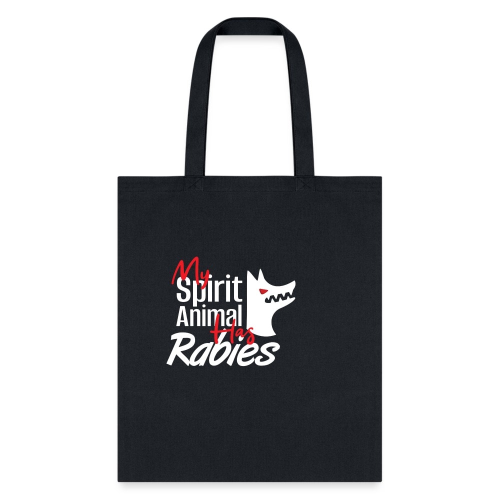 My Spirit Animal Has Rabies Tote Bag - Funny Graphic Print Cotton Shoulder Bag