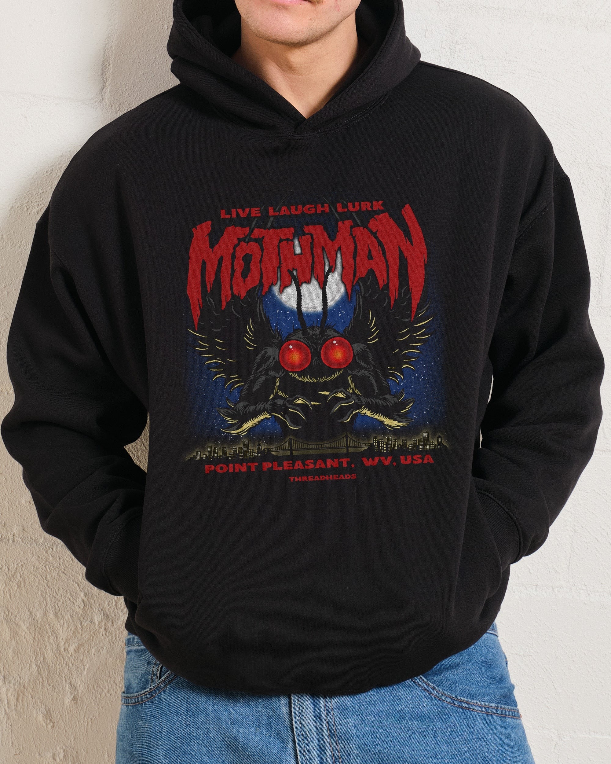 Mothman Live Laugh Lurk Hoodie - Premium Unisex Graphic Hoodie