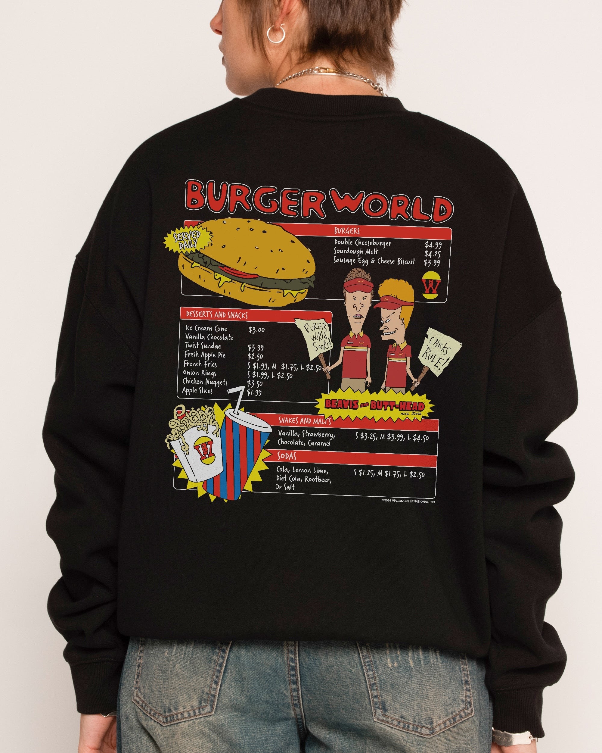 Burger World Sweatshirt Beavis and Butt-Head Premium Graphic Sweatshirt