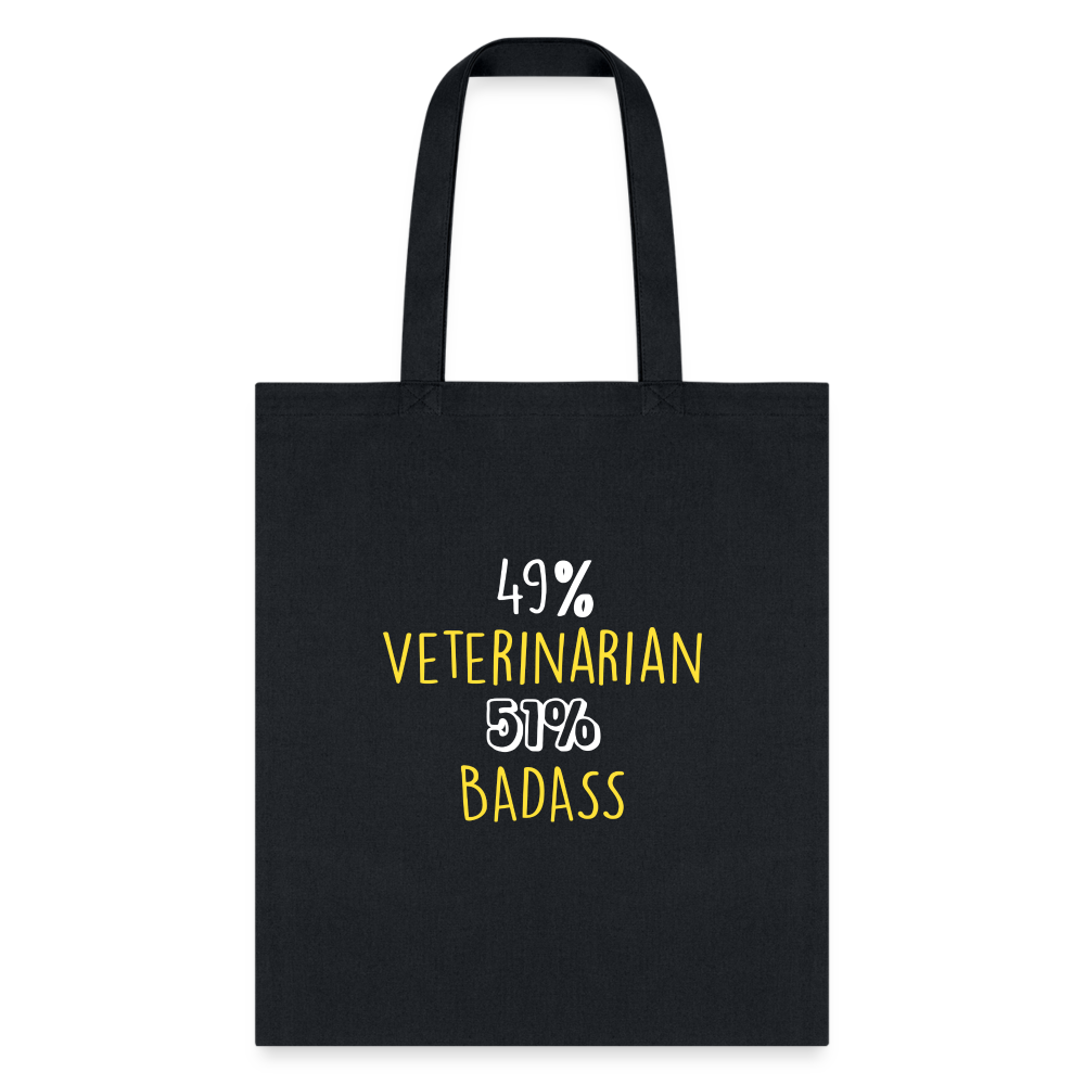 49% Veterinarian 51% Badass Cotton Tote Bag - Funny Vet Graphic Print Shoulder Bag
