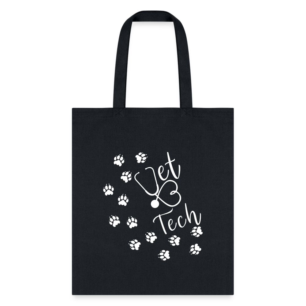 Vet Tech Tote Bag with Paw Prints and Stethoscope Print