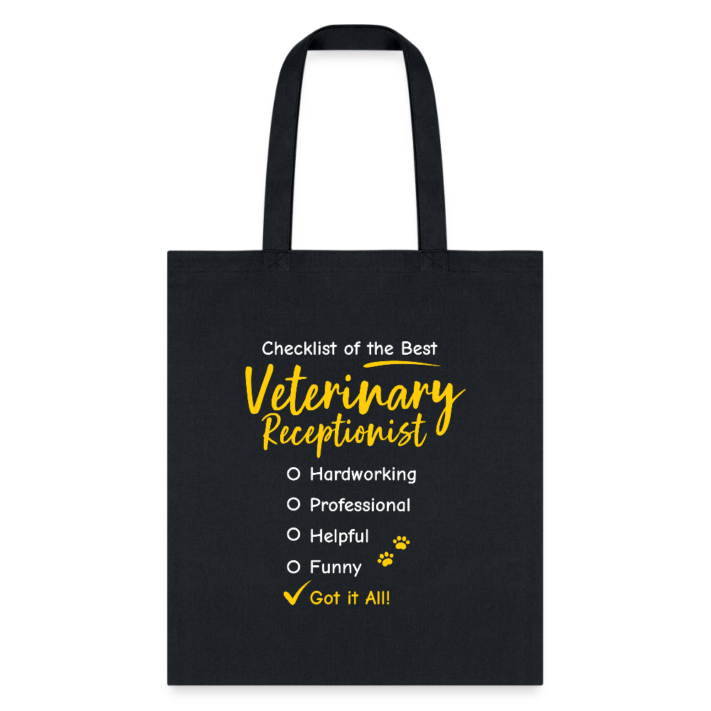 Veterinary Receptionist Checklist Cotton Tote Bag - Durable Everyday Carry Bag