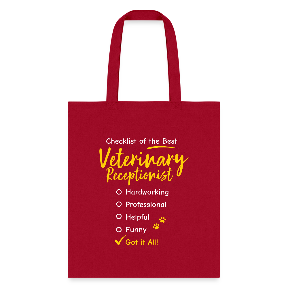 Veterinary Receptionist Checklist Cotton Tote Bag - Durable Everyday Carry Bag