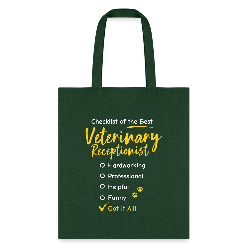 Veterinary Receptionist Checklist Cotton Tote Bag - Durable Everyday Carry Bag