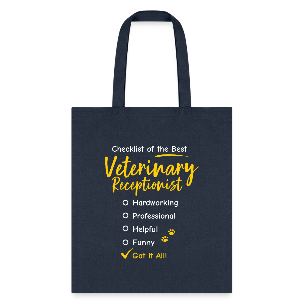 Veterinary Receptionist Checklist Cotton Tote Bag - Durable Everyday Carry Bag