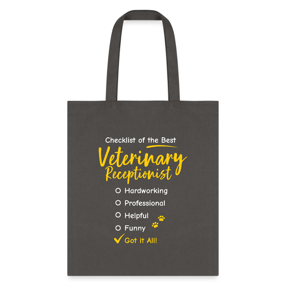 Veterinary Receptionist Checklist Cotton Tote Bag - Durable Everyday Carry Bag