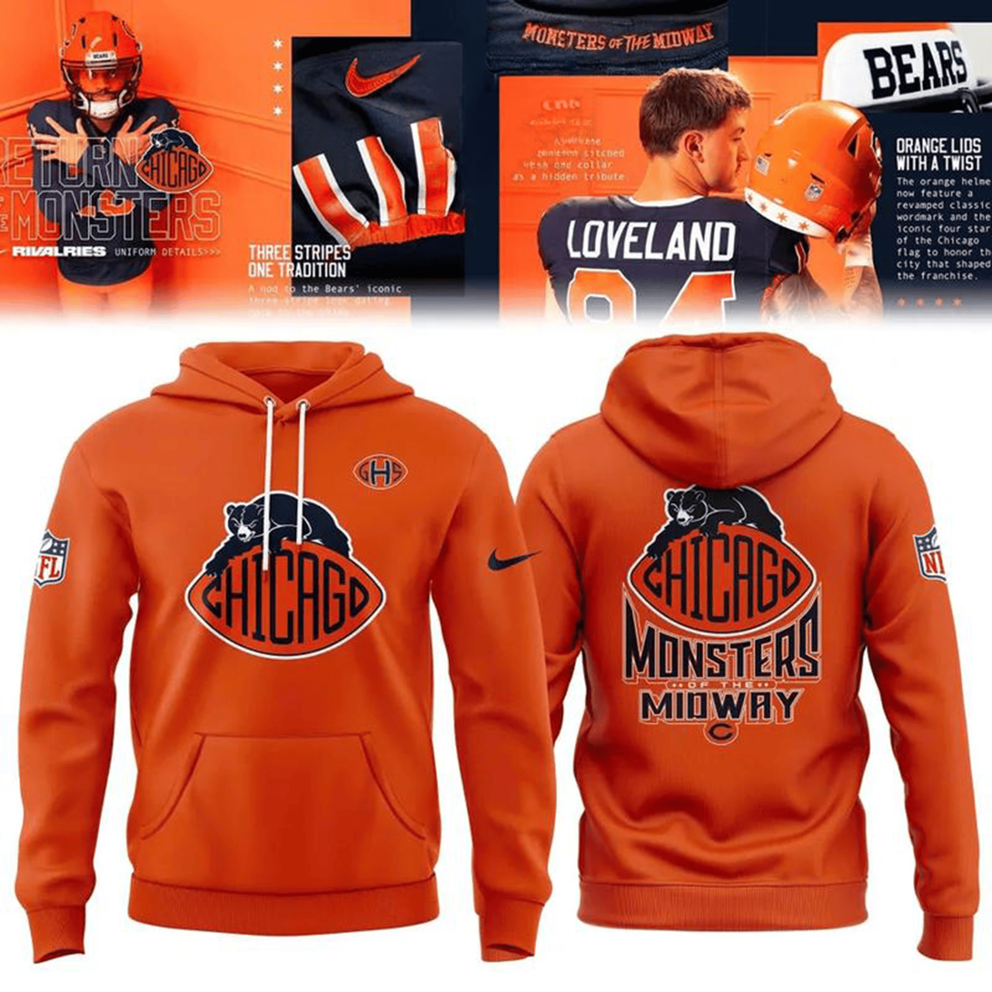 Glamasiacorner Unisex Chicago Bears Hoodie