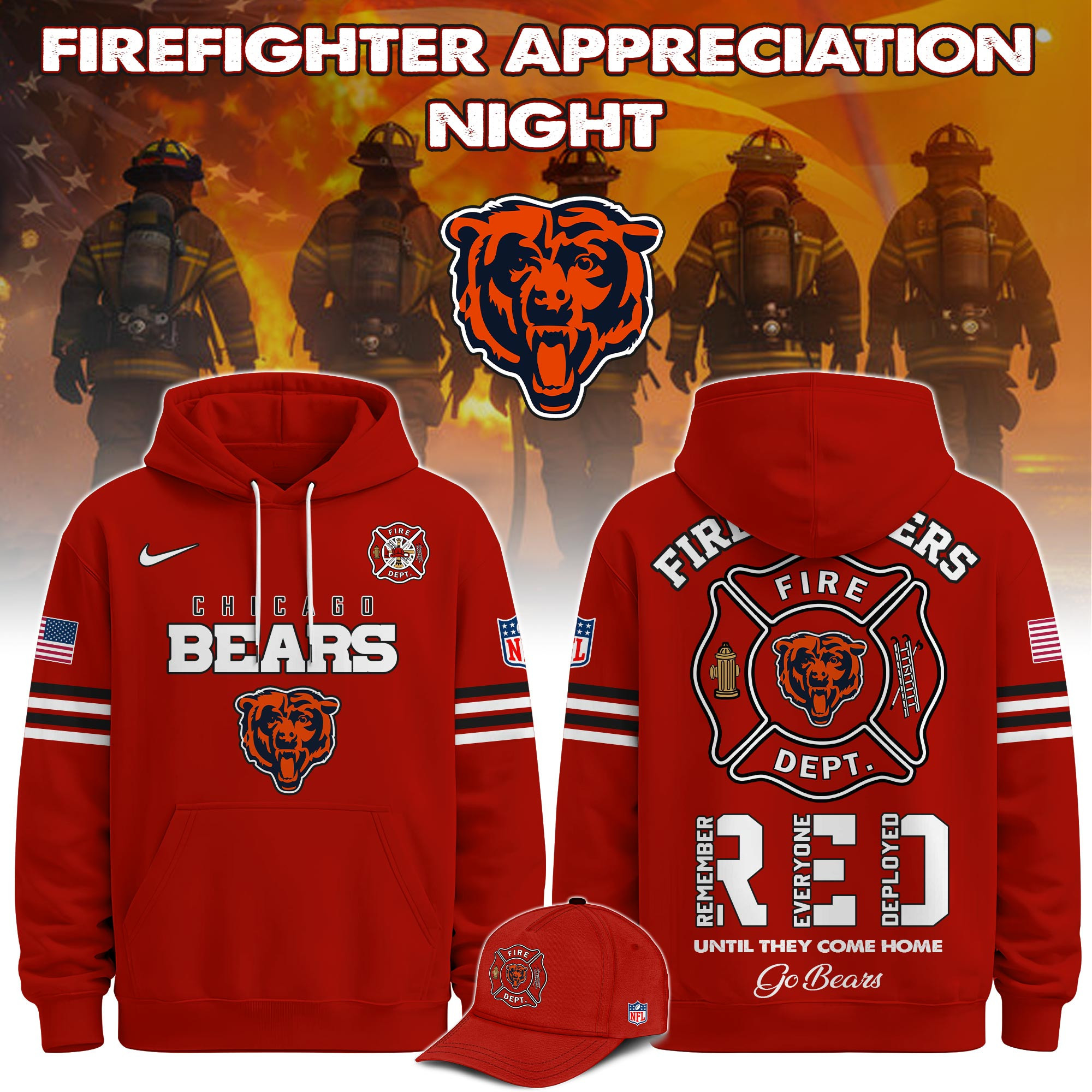 Glamasiacorner Unisex Chicago Bears Hoodie - Game Day Football