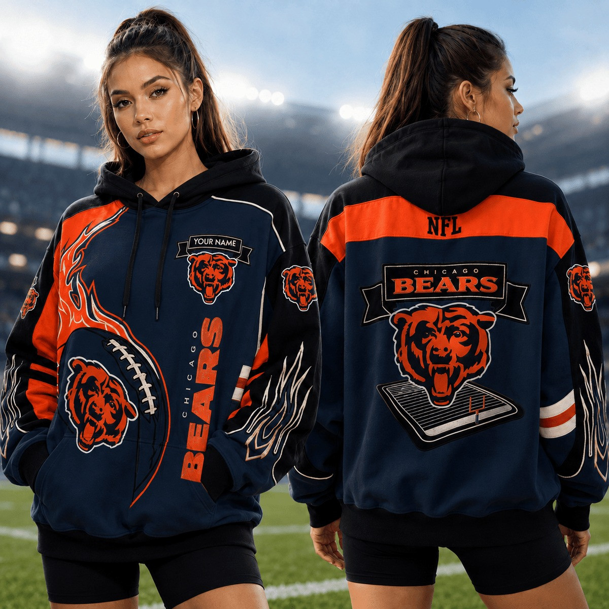 Glamasiacorner Unisex Chicago Bears Hoodie - Game Day Football