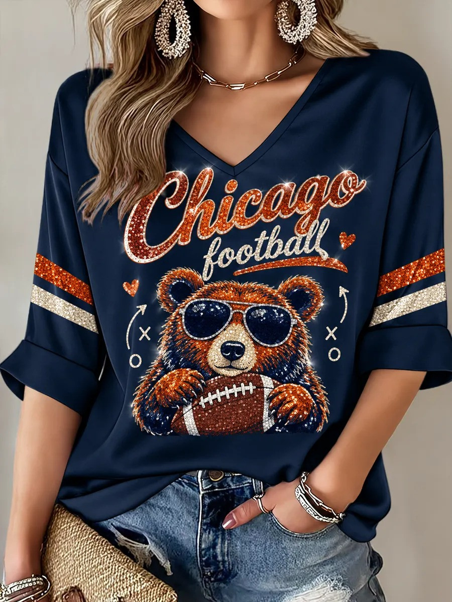 Glamasiacorner Unisex Chicago Bears Long Sleeve Shirt - Game Day Football