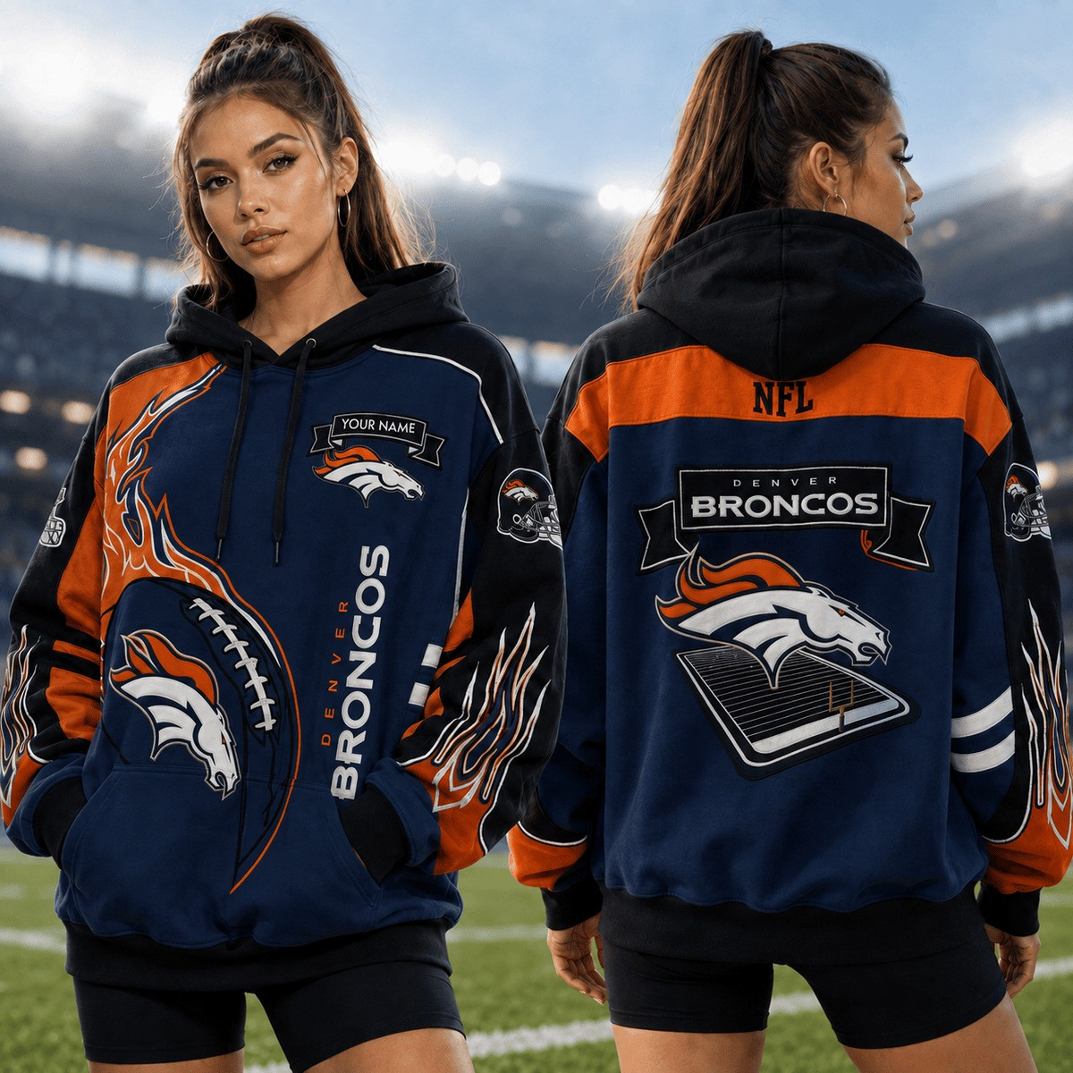 Glamasiacorner Unisex Denver Broncos Hoodie - Game Day Football