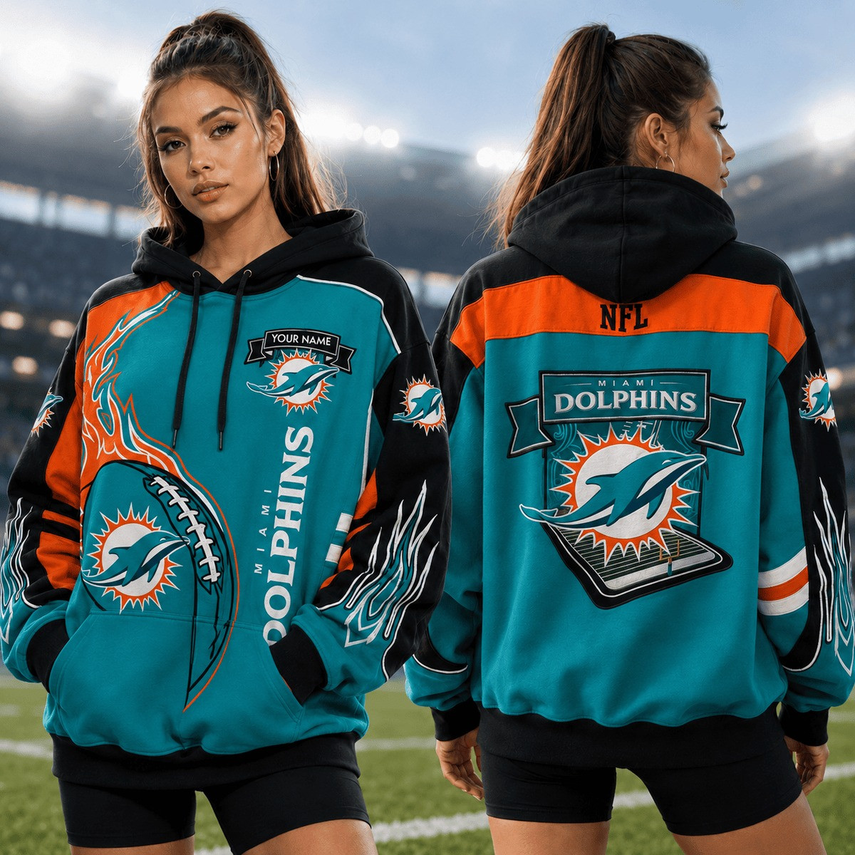 Glamasiacorner Unisex Miami Dolphins Hoodie - Game Day