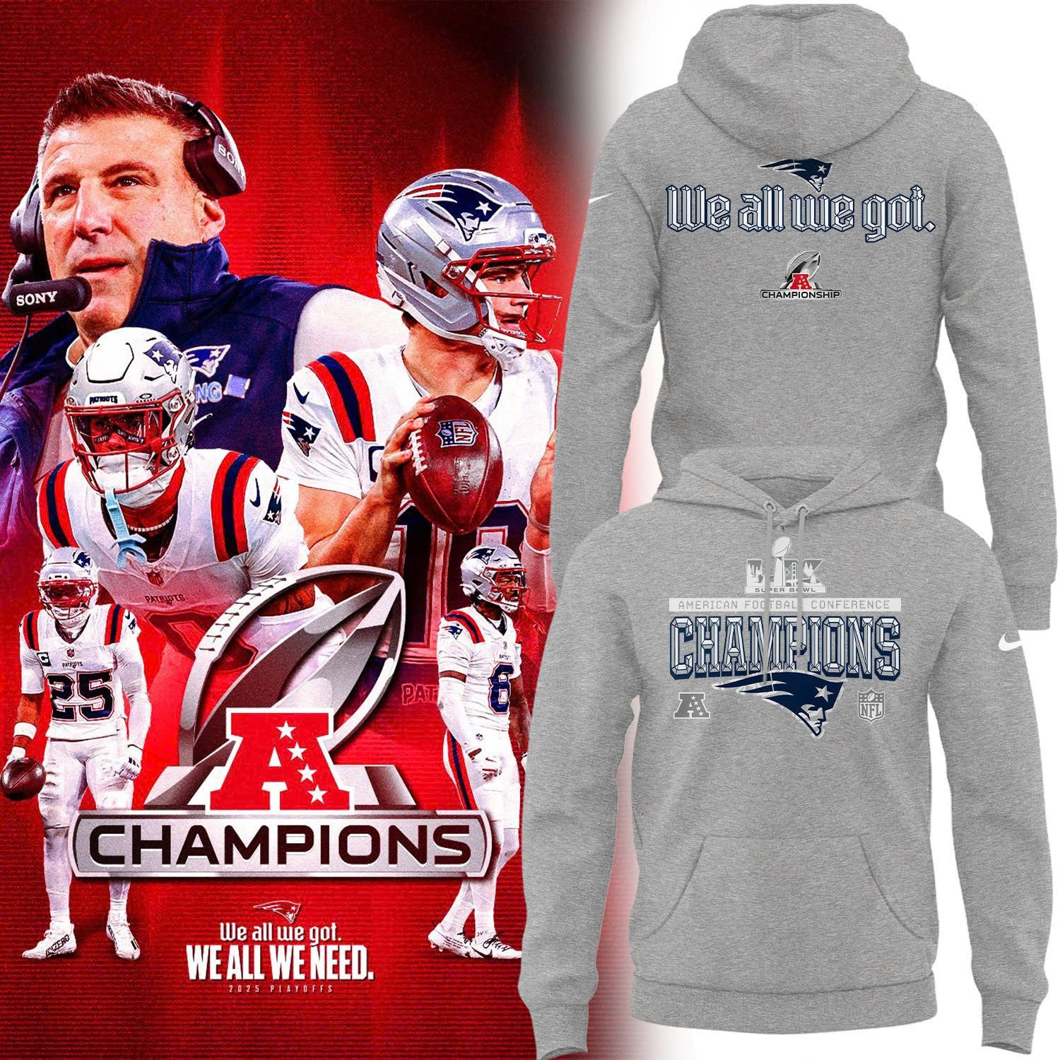 Glamasiacorner Unisex New England Patriots Hoodie - Game Day Football