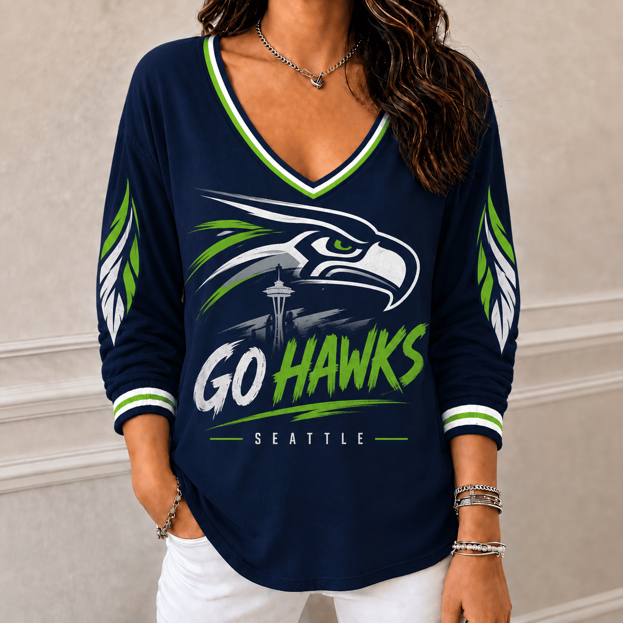 Glamasiacorner Unisex Seattle Seahawks Long Sleeve Shirt - Fan Gear
