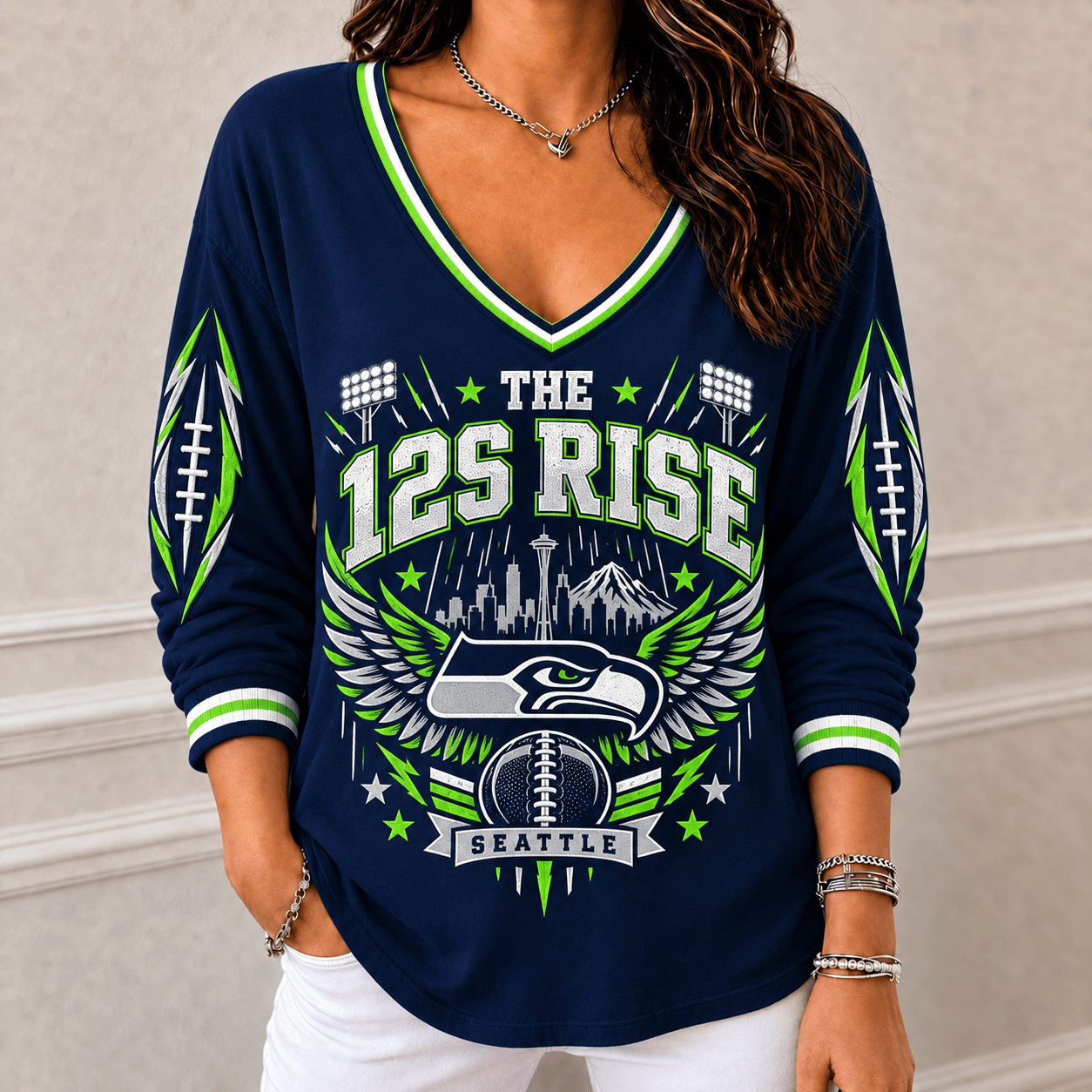 Glamasiacorner Unisex Seattle Seahawks Long Sleeve Shirt - Football